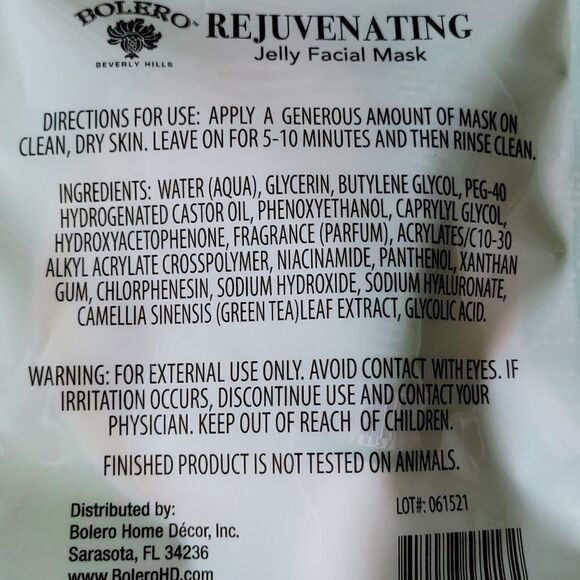 Bolero Rejuvenating green tea + glycolic acid jelly mask - Picture 2 of 2